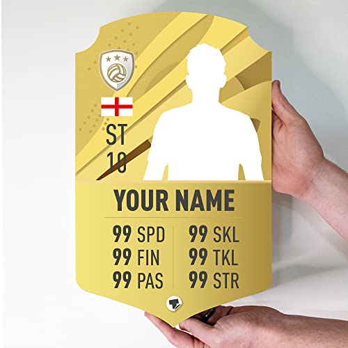 Beautiful Game Personalised Football Cards Make Your Own Customised Player Stats Gift (38cm x 24cm, Gold Personalised Stats Card)