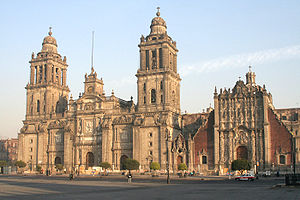 The Colonial Cathedral of Mexico City. Some of...