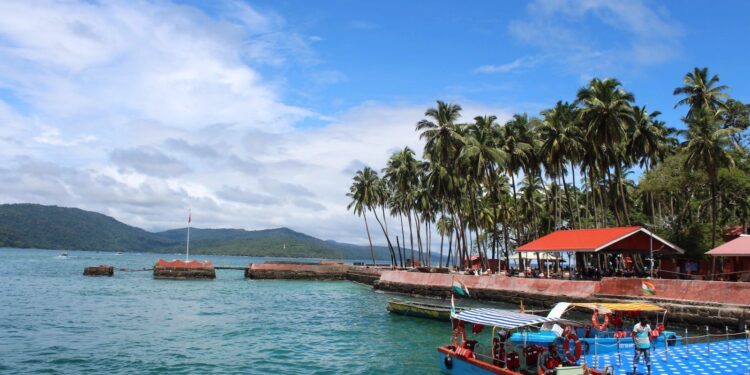 boat and people near dock and trees