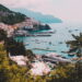 landscape photo of village houses near ocean