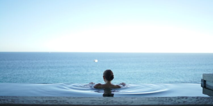 woman in water pool