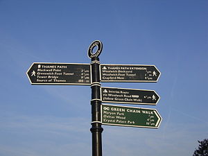 The sign at the end of the Thames Path by the ...