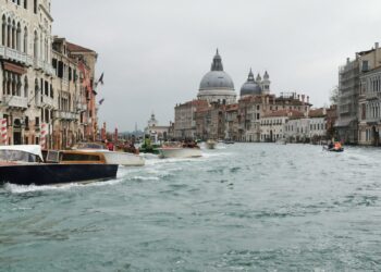 Grand Canal View of Venice From The Back Of A Vaporetto