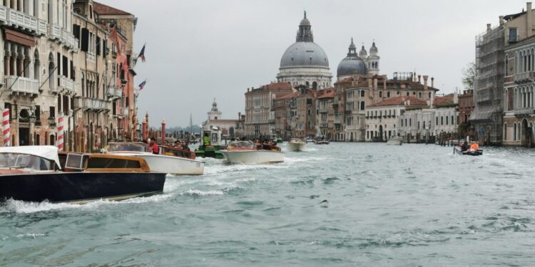 Grand Canal View of Venice From The Back Of A Vaporetto