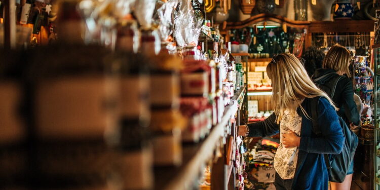 girl, shop, souvenirs