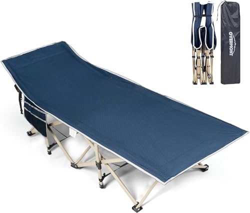 OVERMONT Oversized Folding Camping Bed for Adults,74 * 28' Extra Wide,2400D Oxford fabric,550lbs Load Capacity,Heavy Duty Sleeping Cots with Carry Bag, Portable Travel Camp Cots